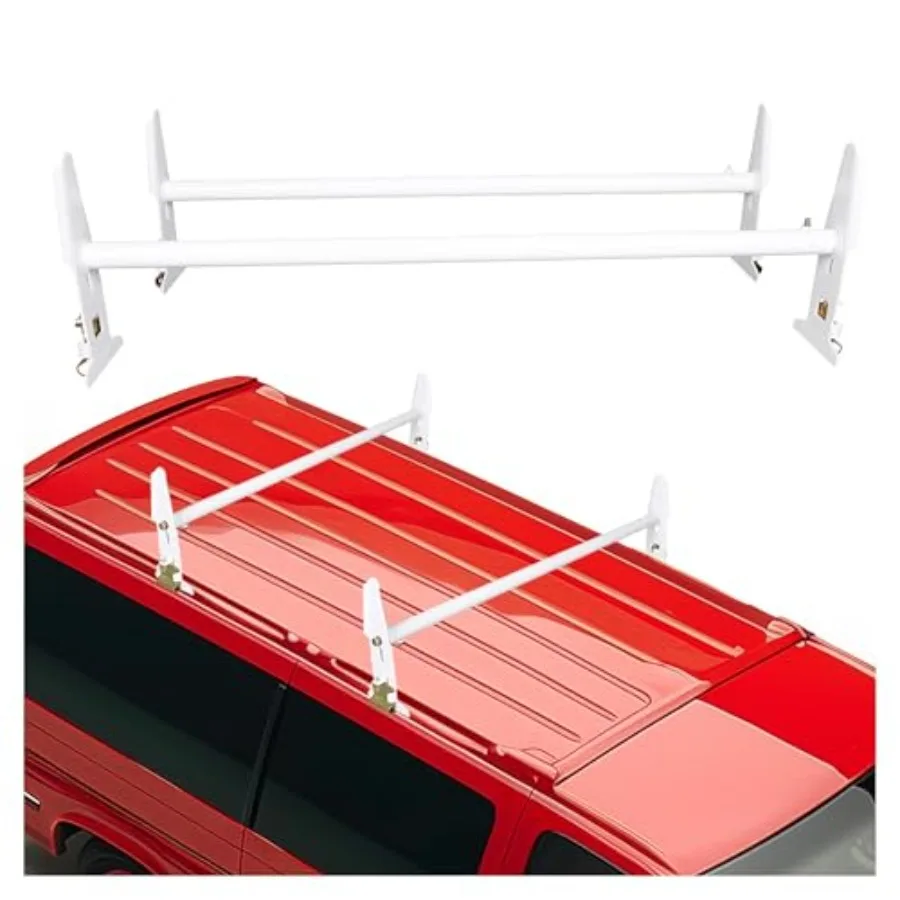 

Van Roof Ladder Rack 47"- 77" Adjustable Roof Rack 500LBS Capacity Compatible with Chevy Dodge Ford GMC Express