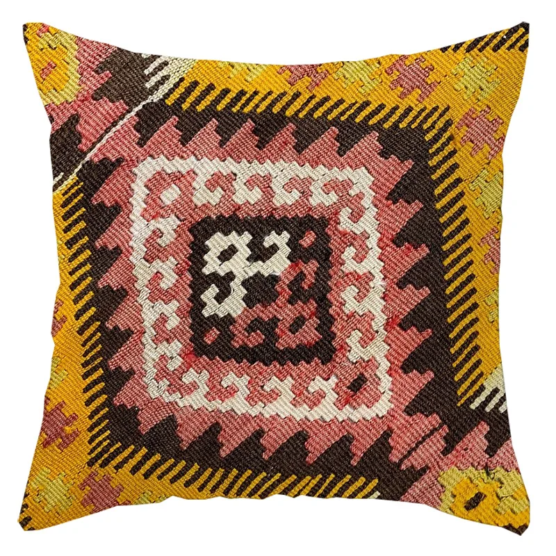 Bohemian Patterns Linen Cushions Case Multicolors Abstract Ethnic Geometry Print Decorative Pillows Case Living Room Sofa Pillow
