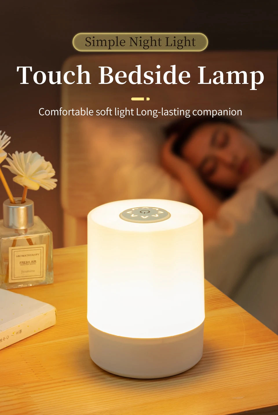 Rechargeable Led Night Light with Remote Control Timing Dimmable Table Lamp Baby Nursery Bedside Sleeping Reading Touch Switch
