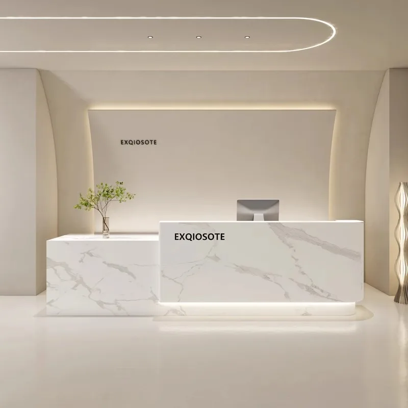 Design Clinic Rezeption, Empfangstheke, Aufbewahrung, lange Business-Empfangstheken, Schönheitssalon, Mostrador, Rezeptionsmöbel