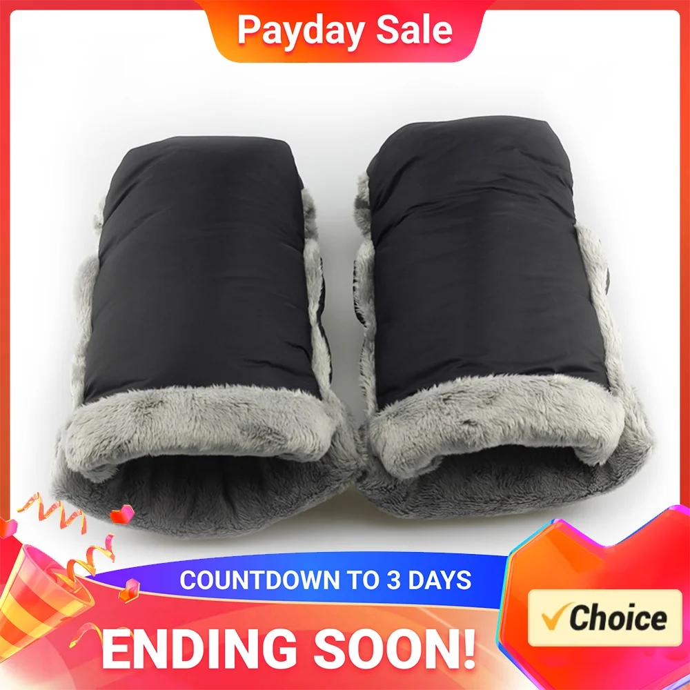 Baby Carriage Hand Cover Waterproof Pushchair Thermal Gloves Windproof Plush Push Cart Gloves Thickened for Winter