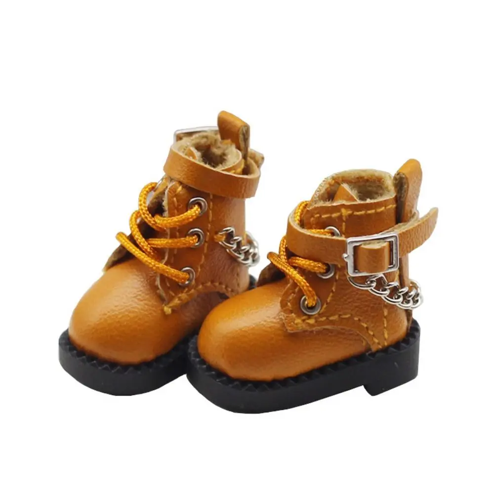 1 paio di belle scarpe da bambola in pelle PU OB11 mini scarpe da catena per bambole Bjd col tacco alto stivali a catena casual 1/12 scarpe da bambola Bjd Holala