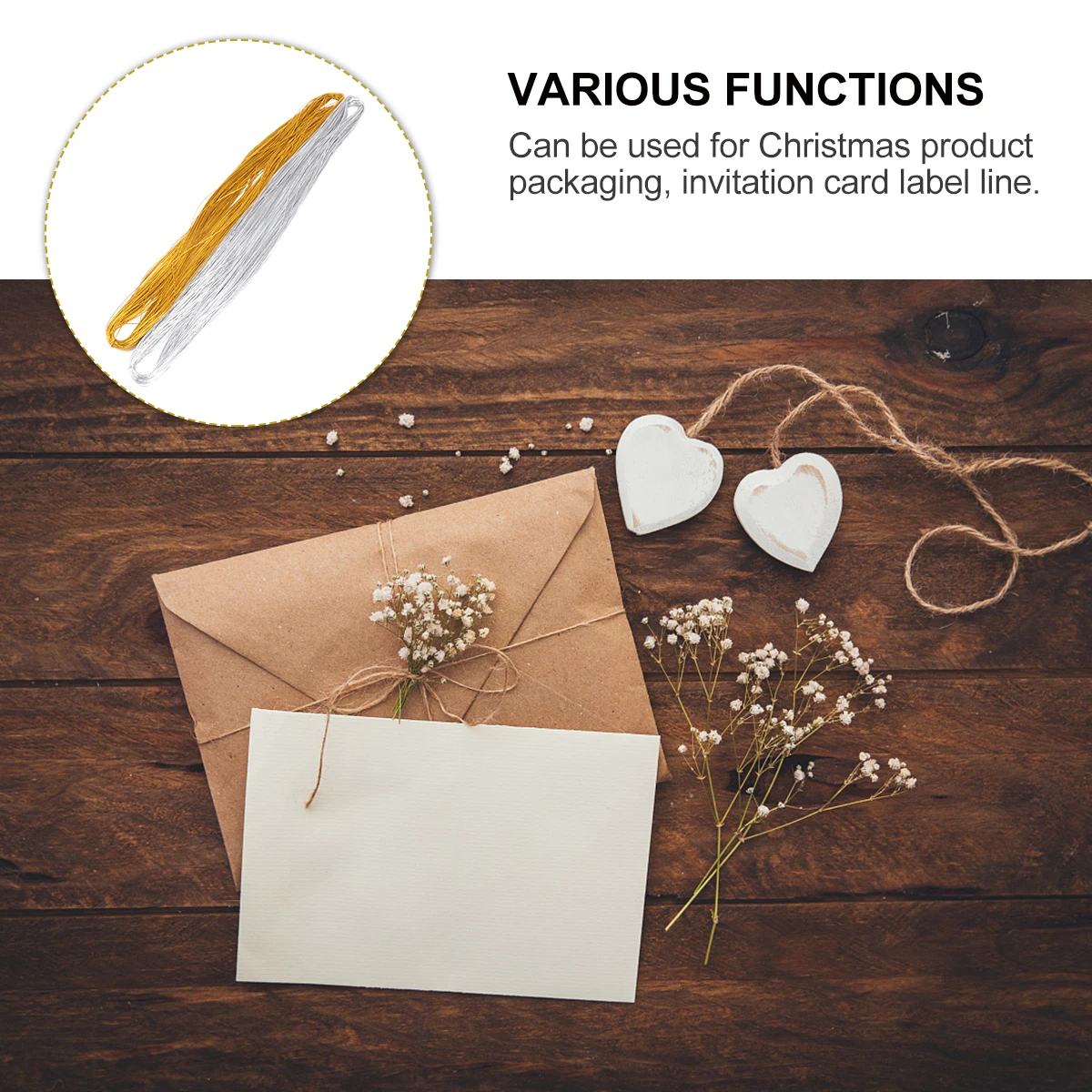 

100M Golden Silver Thread For Gift Wrapping Tag Line Christmas Decoration Invitation Decor Wire Durable Festive Colorful Long