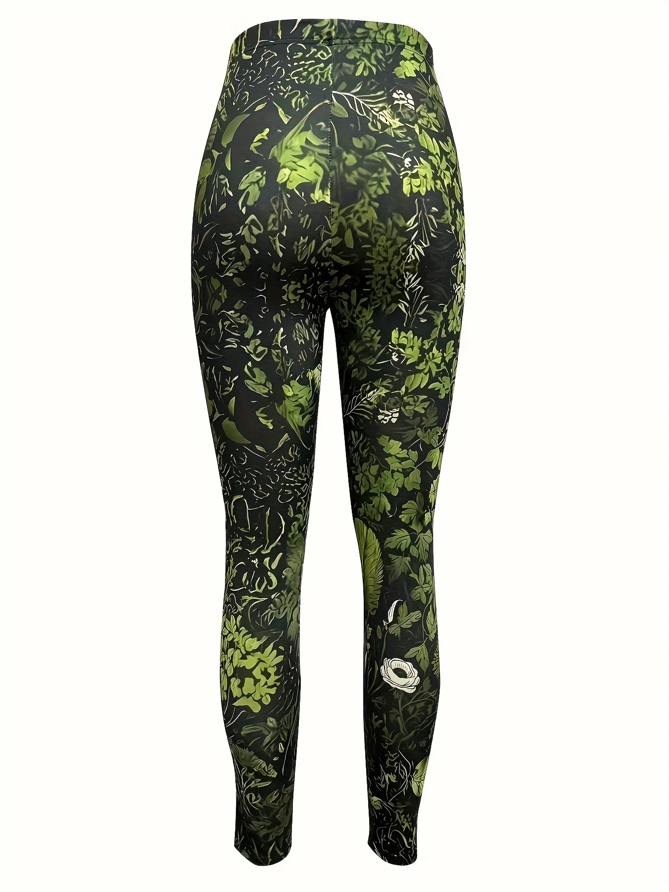 517 Women's High-Waisted Tight Leggings with Botanical Floral Print - High-Stretch All-Season Machine Washable