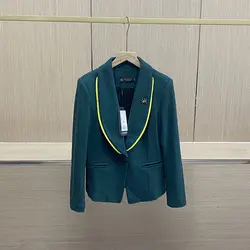 Blazers de manga larga para mujer, Tops de Color sólido con muescas empalmadas, elegantes, delgados, de lujo, combinan con todo, únicos, otoño e invierno, 2024