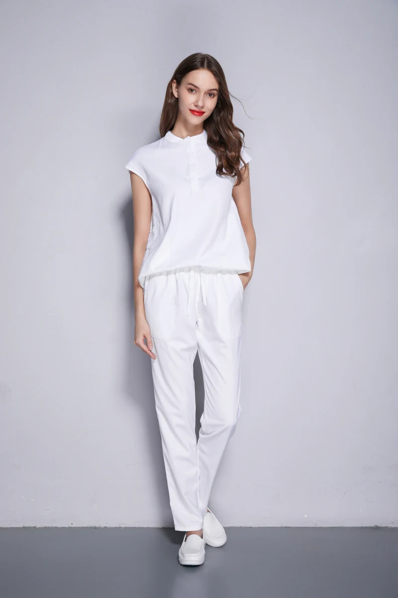 Sleeveless Stand Collar Fashion Women's Scrubs Set Face And Skin Spa Uniform Beauty Salon Working Clothes Leisure Wear