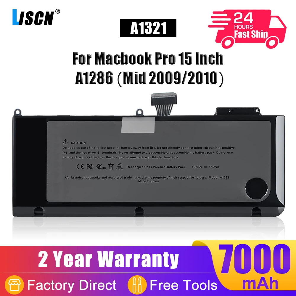 

LISCN A1321 Laptop Battery For Apple MacBook Pro 15" A1286 (2009 2010 Version ) MC118LL/A MB985LL/A MB986LL/A MB986LL/A 77.5Wh