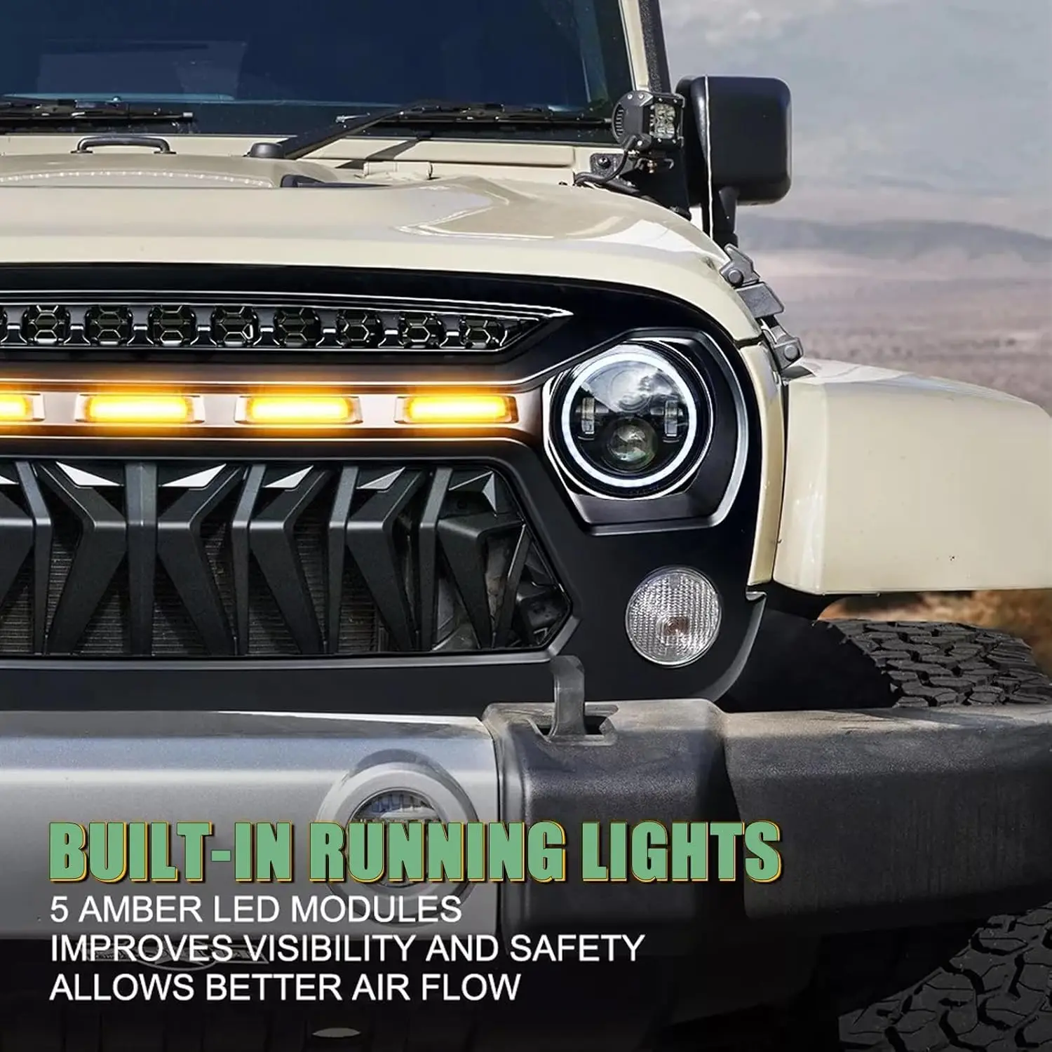 Grille Mesh Grille Cover Compatible For Jeep Wrangler JK JKU Accessories Unlimited Rubicon Sahara Sport Front Grill 2007-2018