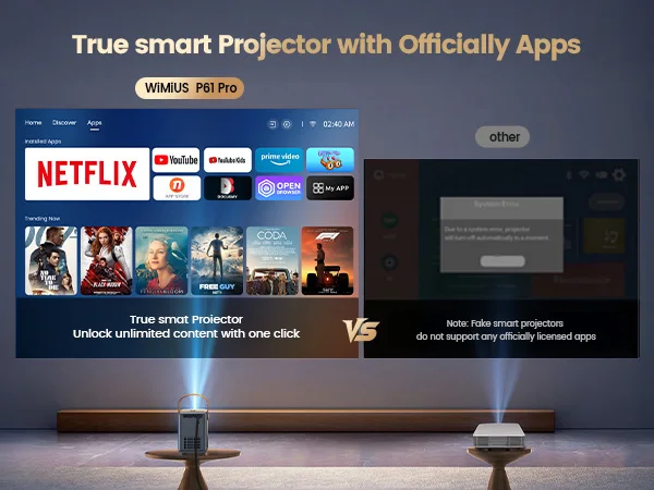 Wimius P61 Tragbarer 4K-Projektor Offizieller Netflix 1600ANSI Autofokus Full HD 1080p WIFI 6 BT5.2 Dolby-Projektor für Heimkino – Detail 4