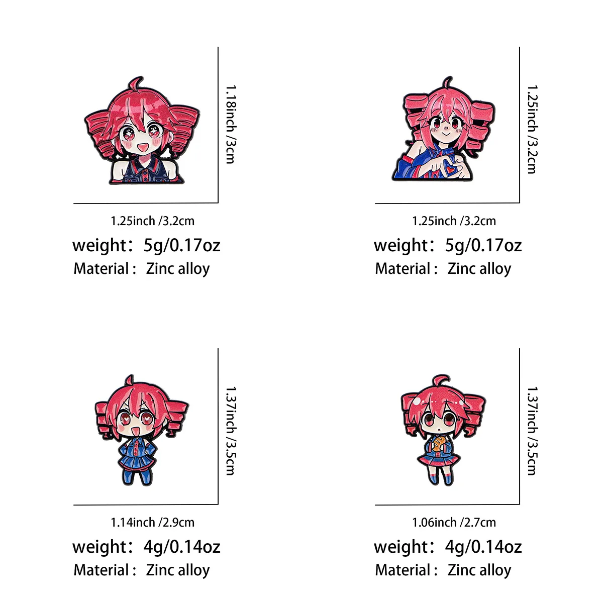 4pcs/Set Anime Kasane Teto Enamel Pin Cartoon Pink Haired Badge Brooch Backpacks Bag Collar Lapel Decoration Jewelry Fans Gifts image 6