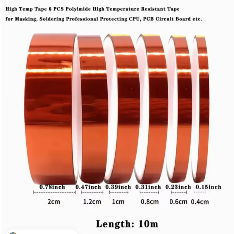 Polyimide PI Tape High Temperature Resistant No Residue Masking Tape for 3D Printer Sublimation PCB Electronic Repair
