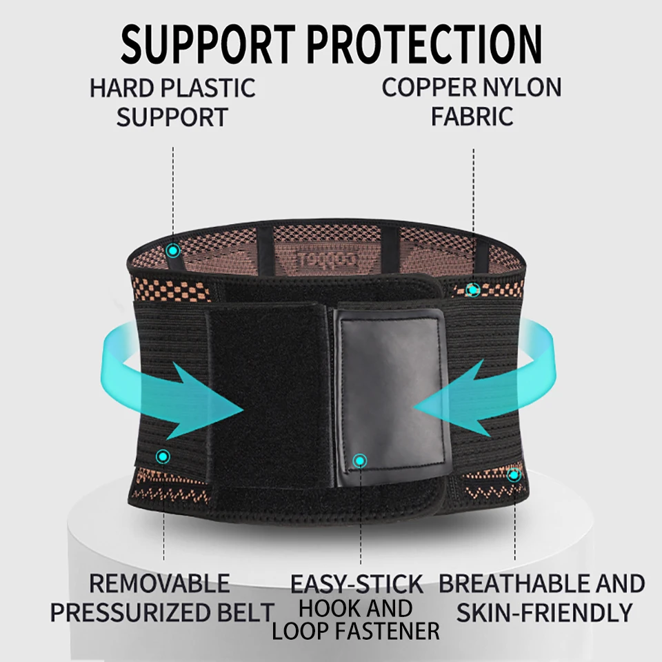 Adjustable Copper Waist Brace Relief Lumbar Waist Support Compression Belt Fitness Waist Trainer Girdle Pain Men Women Unisex