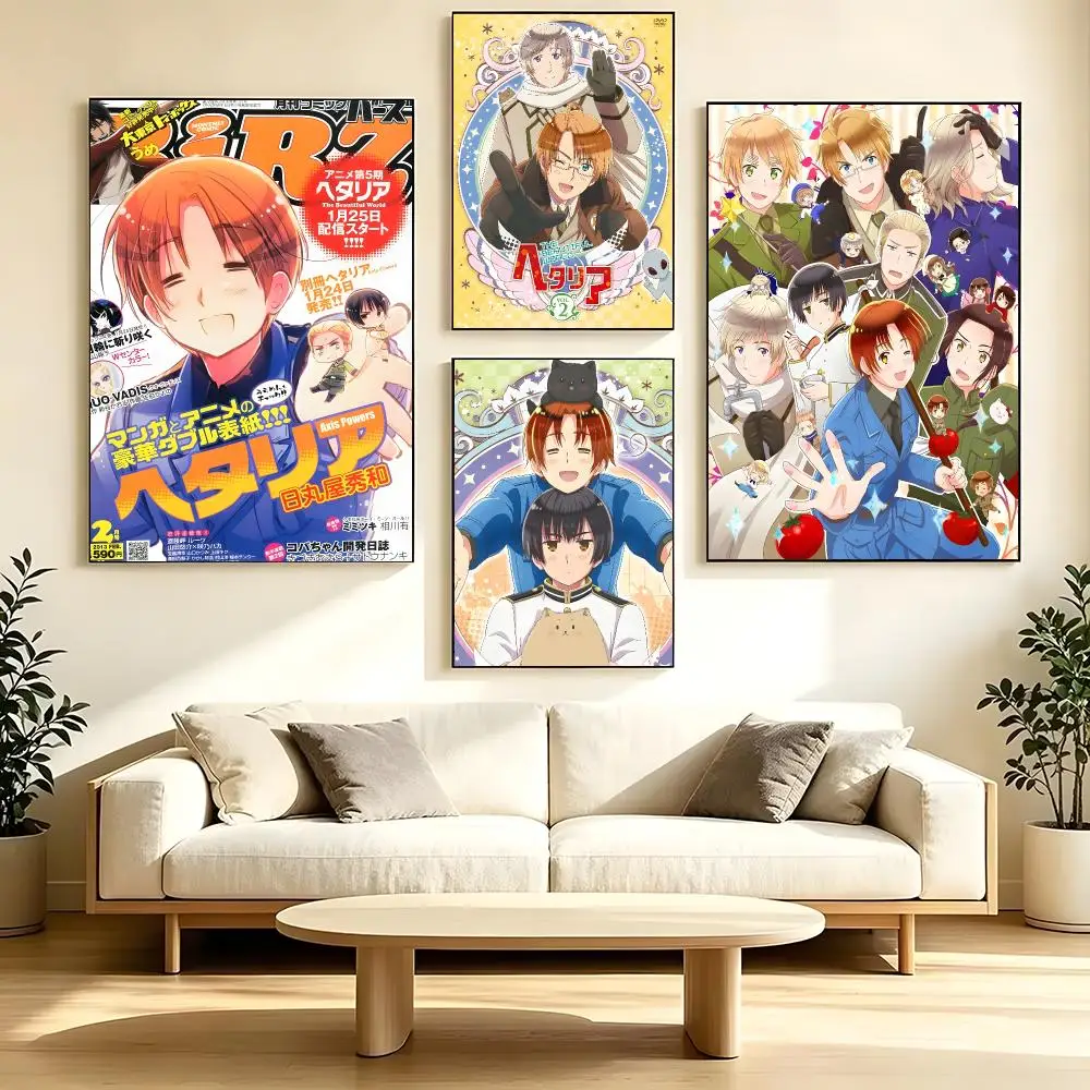 Anime Hetalia World Stars Poster poster Self-adhesive wall stickers, suitable for room decoration, high-quality printing.