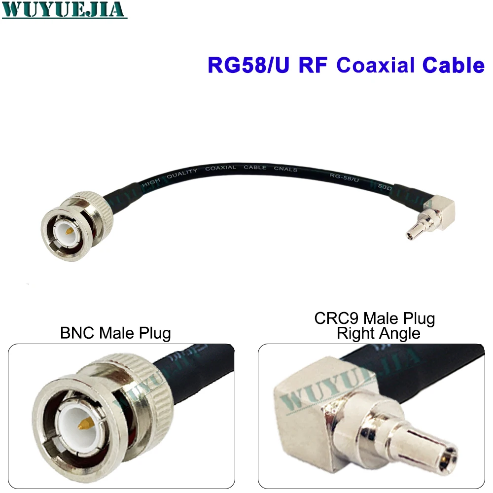 BNC Female Jack to CRC9 Male Right Angle RG58/U Braided Shield RF Coax Cable Low Attenuation Jumper Wire Suitable For LTE Modem