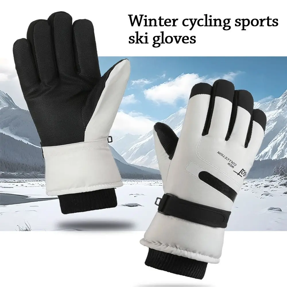 

Fashion Warm Winter Gloves Lining Fleece Thickened Thermal Cycling Gloves Nonslip Waterproof Snowboard Ski Gloves Skiing