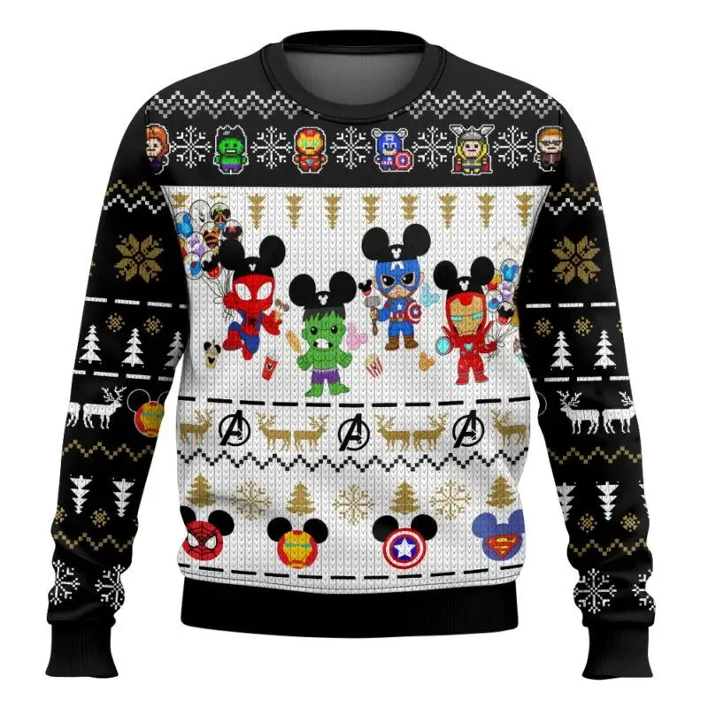 Женский зимний пуловер 2026, толстовка с Мстителями Marvel, Человеком-пауком, Халком, Капитан Америка, Железный человек, модный уличный стиль с принтом