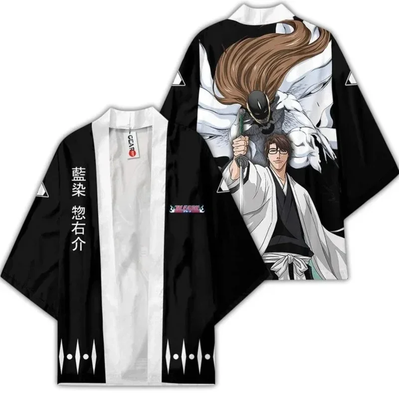 Anime Bleach Kimono Kurosaki Ichigo Wafuku Cosplay Haori Cardigan Cloak Yukata Unisex jacket Sportswear Pajama Halloween Costume