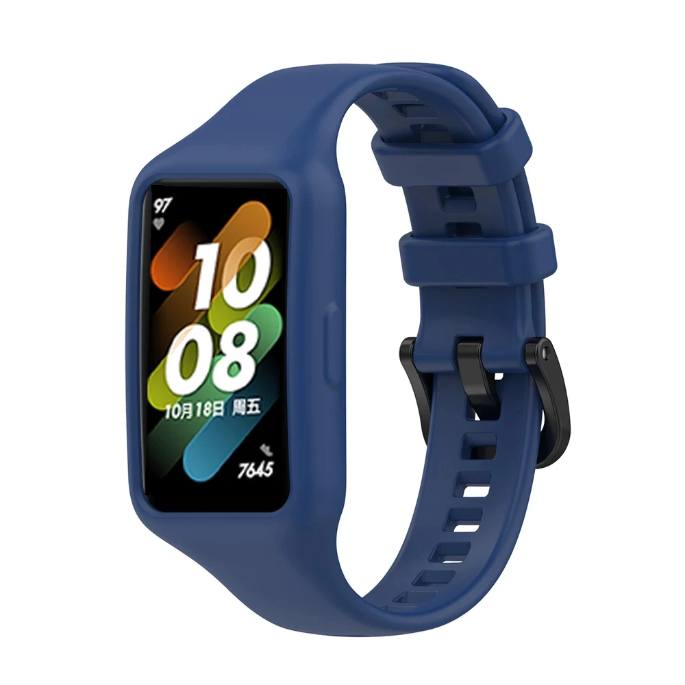 Silicone Strap For Huawei Band 6 Strap Replacement Watch Strap For Huawei Band 7 Strap With Screen Protector