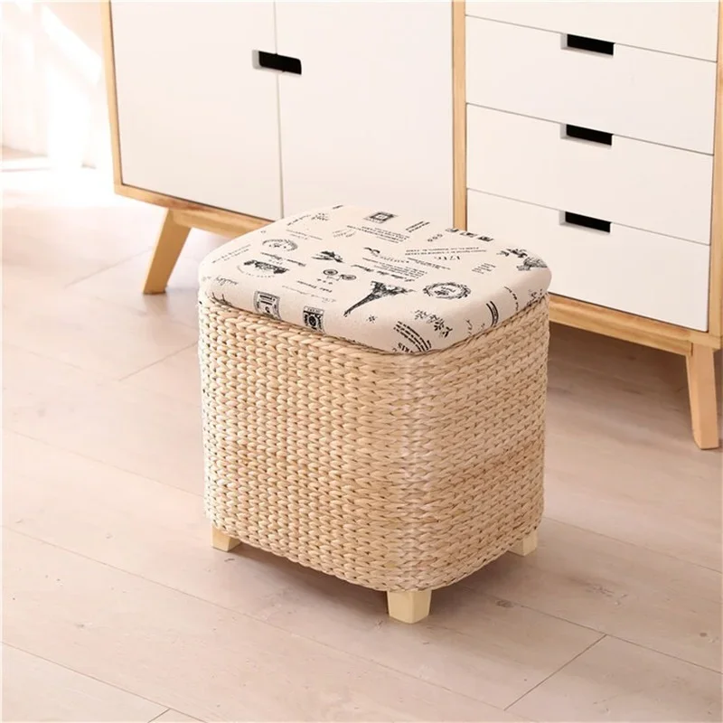 

Storage Stool Rattan Wicker Ottoman Basket Shoe Cabinet Sofa Stool mall Shoe Store Footstool Multi-Function Storage Footrest