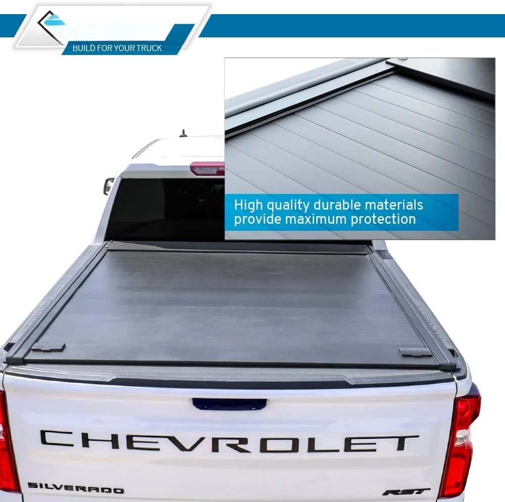 Retractable Hard Tonneau Cover Fits 2019-2024 Chevy Silverado/GMC Sierra 1500 5'8" (69.9”) Truck Bed Matte