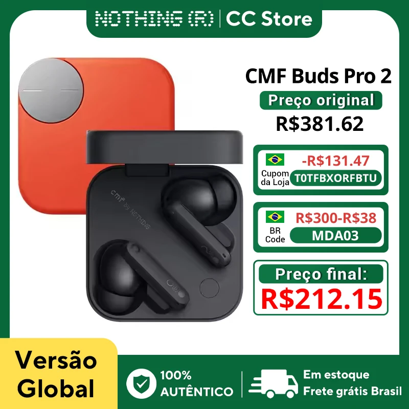 Versão Global CMF By Nothing Buds Pro 2 Fones de Ouvido com 6 Microfones HD e Cancelamento Ativo de Ruído Híbrido de 50 dB Bluetooth 5.3 IP55