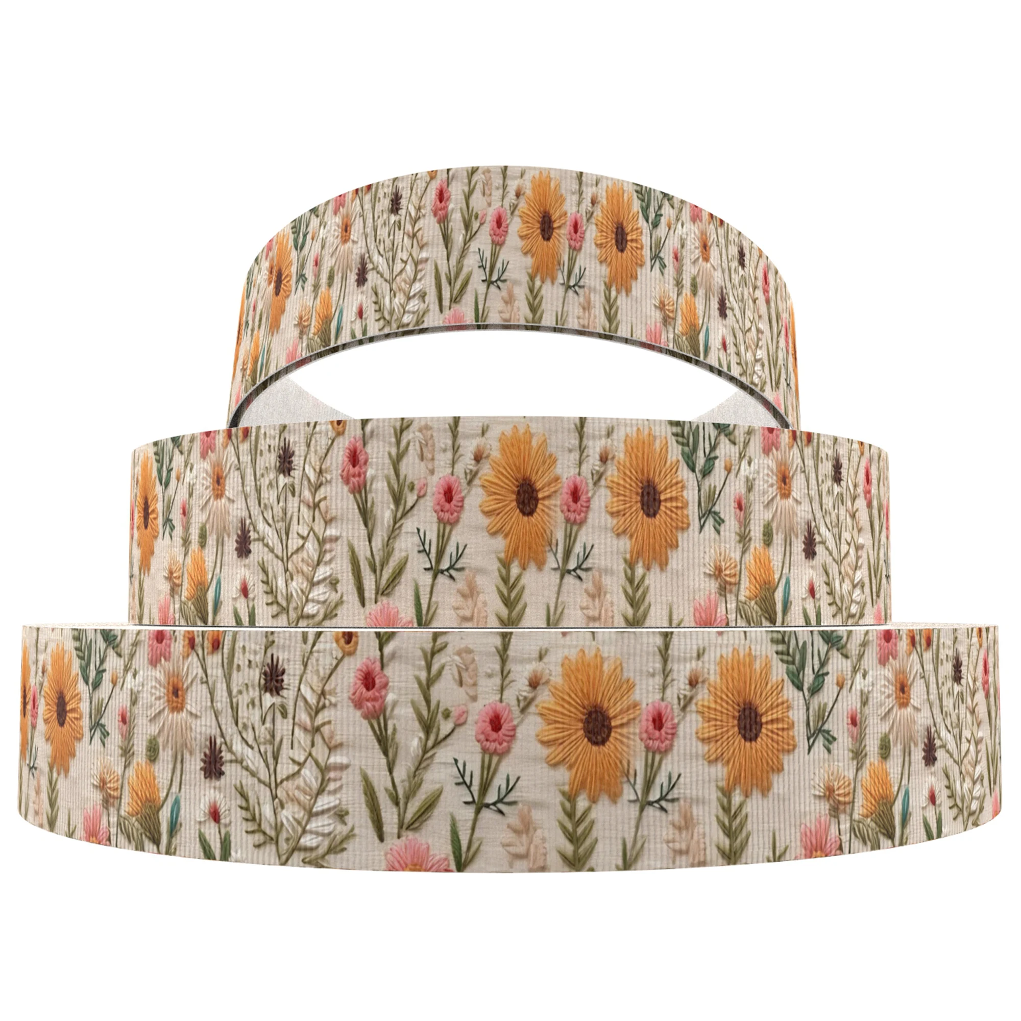 5Y imitazione ricamo fiore stampato nastro in Grosgrain 25mm/38mm/75mm avvolgimento fiocco per capelli fare imballaggio decorazione di nozze fai da