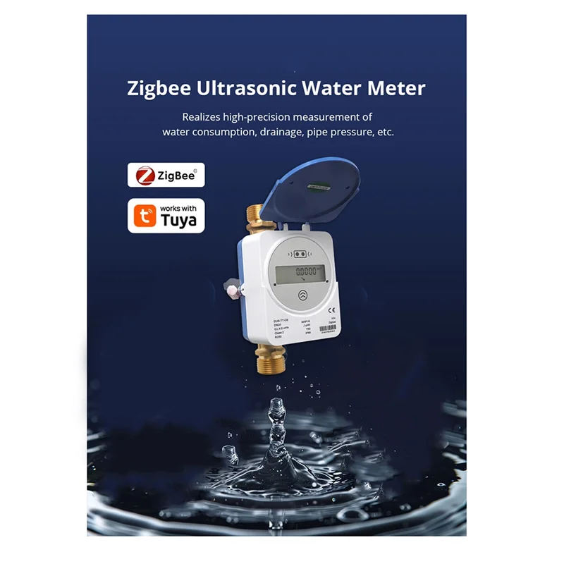 Умный ультразвуковой счетчик воды Tuya Zigbee Dn20 мм, ЖК-дисплей, мониторинг расхода воды и потребления, IP68, водонепроницаемыйabgi