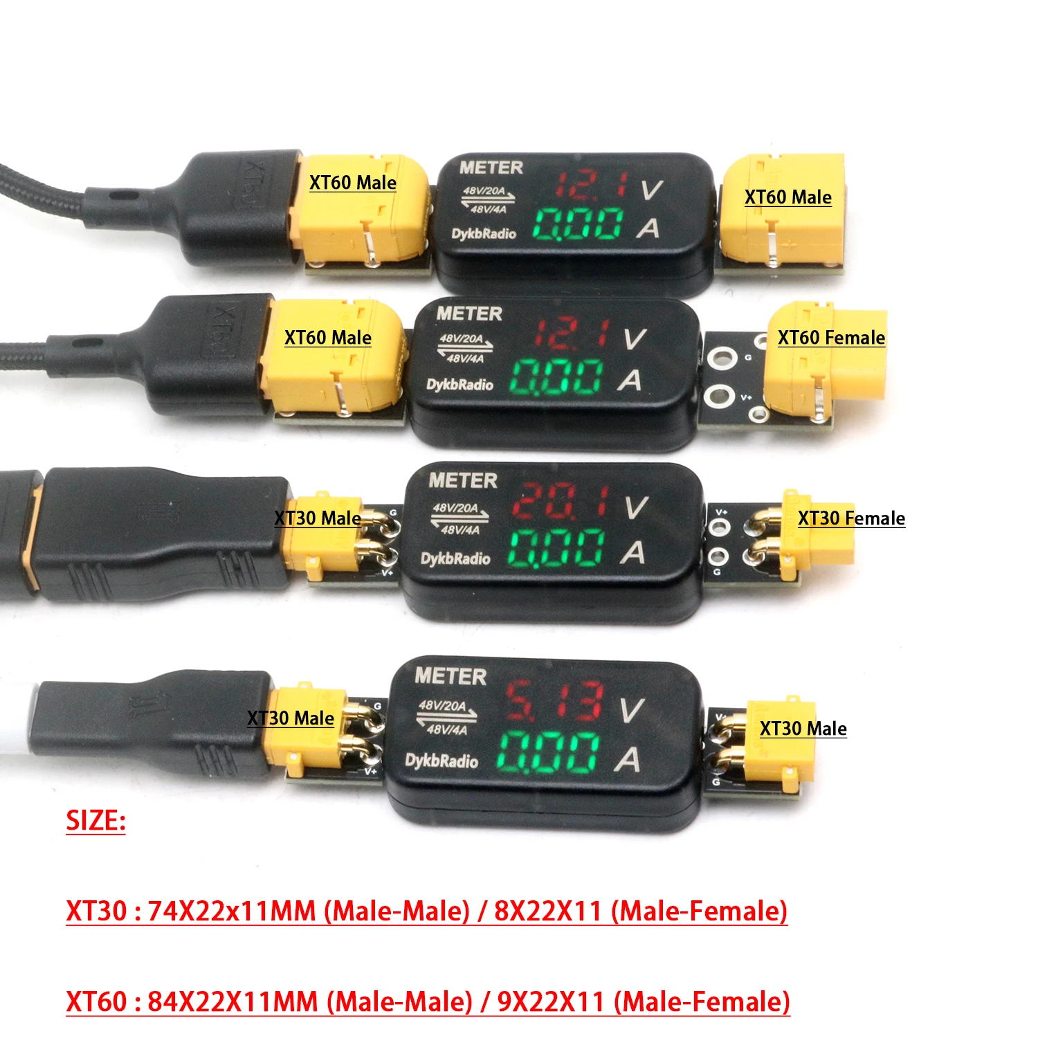 XT30/XT60 20A/4A DC Spannung Strom meter drohne RC batterie Ladegerät Monitor Lade Entladen Tester Digitale voltmeter amperemeter