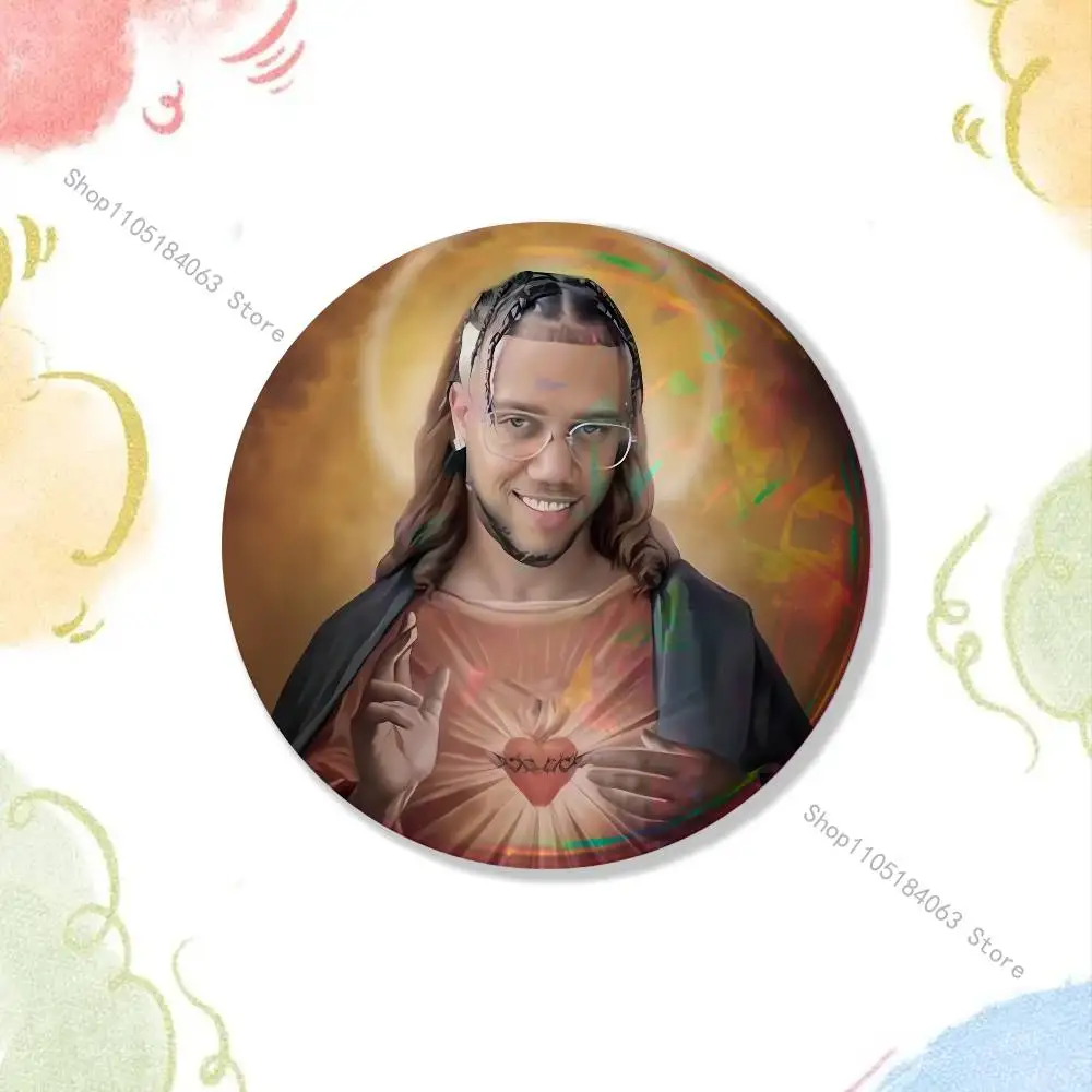 J-Jhaycos Puerto Rico Singer Creative Round Badge Button Pin Bag Decor Fans Collection Friends Gift Brooch