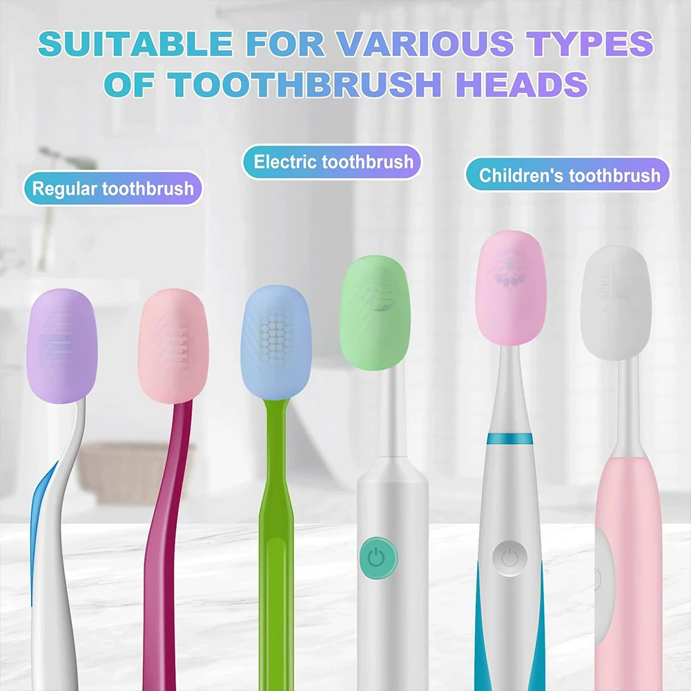 6Pcs Silicone Toothbrush Covers Toothbrush Covers Caps Reusable Toothbrush Head Covers Replacement Travel Essentials