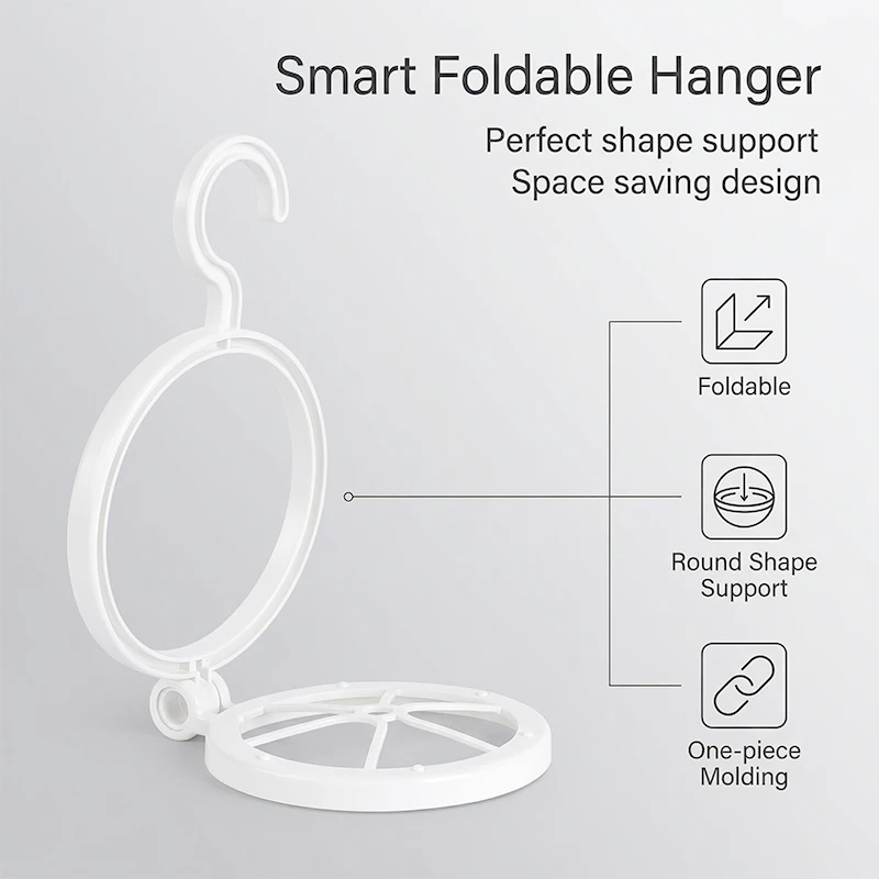 Foldable Multi-use Storage Hanger, Round Support Design, Perfect for Organizing Wigs, Hats, Scarves in Closet or Travel Bag