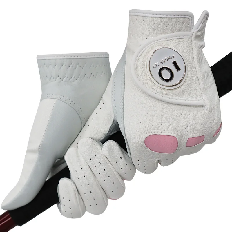 Cabretta Leather Soft Golf Gloves for Women with Ball Marker Left Right Hand Weathersof Grip Size S M L XL Drop Shipping