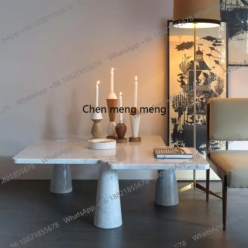 

Постмодернистский роскошный мраморный журнальный столик для лобби отеля, большой минималистичный чайный столик для квартиры