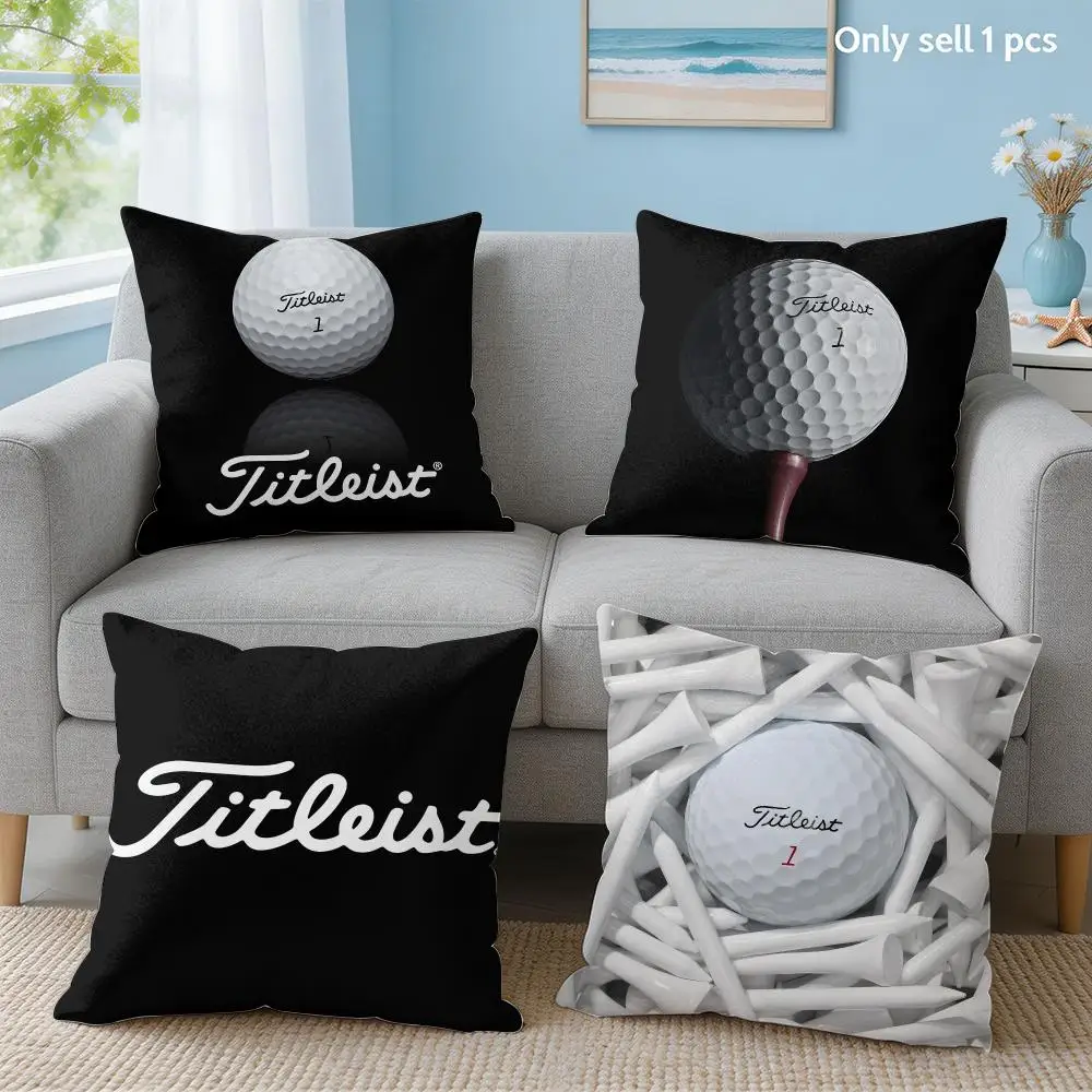 Golf T-Titleists Logo Cushion Cover Soft Short Plush Throw Pillow Cover Hidden Zipper Cutecore Sofa Bedroom Home Decor