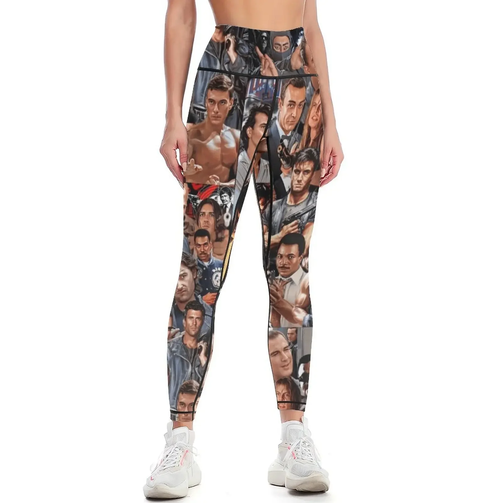 Collage Of Action Heroes Leggings Women's high waist gym's sportswear Womens Leggings