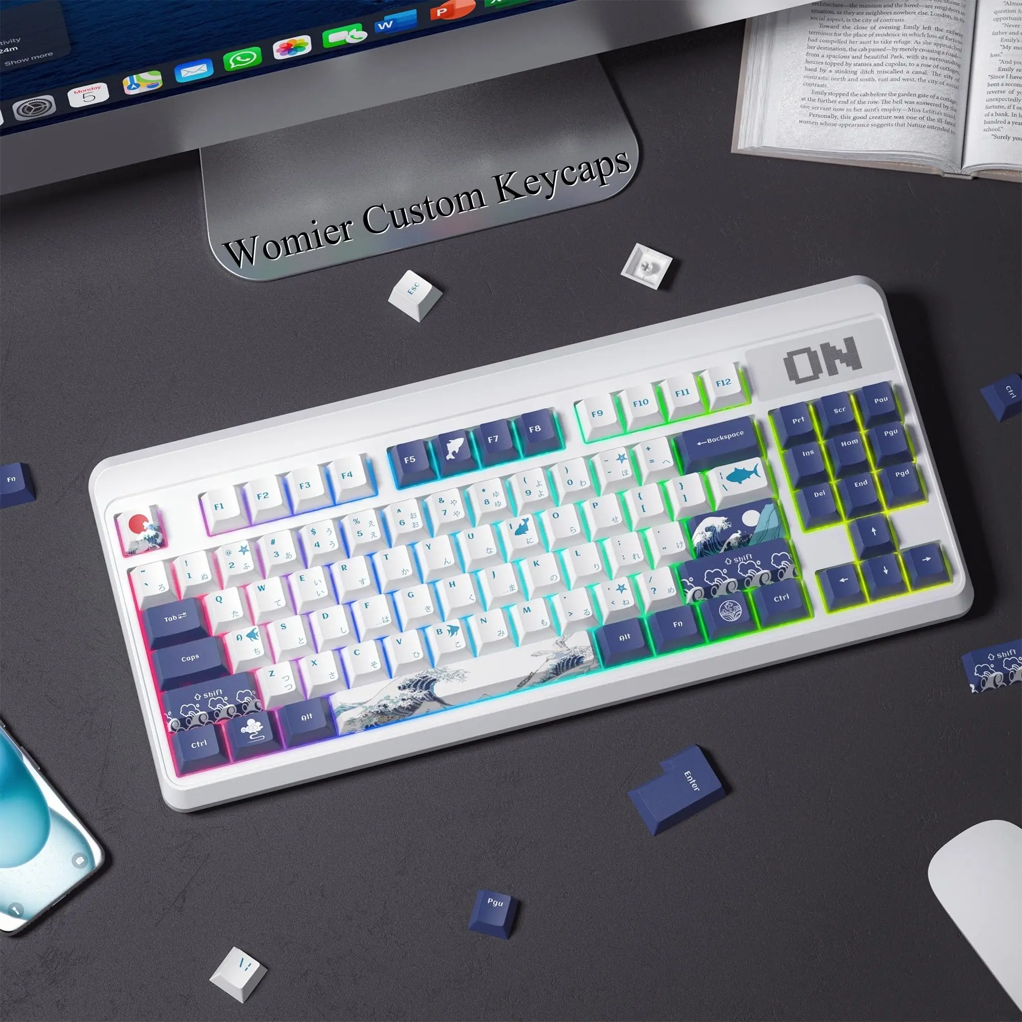 Cherry Profile Dye-Sublimation PBT Keycaps Coral Sea Custom Keyboard Keycaps for Gateron Cherry MX Switches Mechanical Keyboard