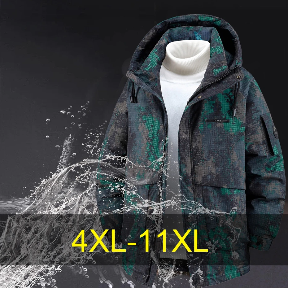 

Зимняя водонепроницаемая ветровка, мужская куртка 11XL, камуфляжные парки больших размеров, водонепроницаемая куртка-карго, пальто, мужские модные куртки