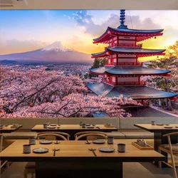 Customized products 3D Japanese landscape Mount Fuji mural Japanese restaurant Ju tavern sushi restaurant decoration wallpaper