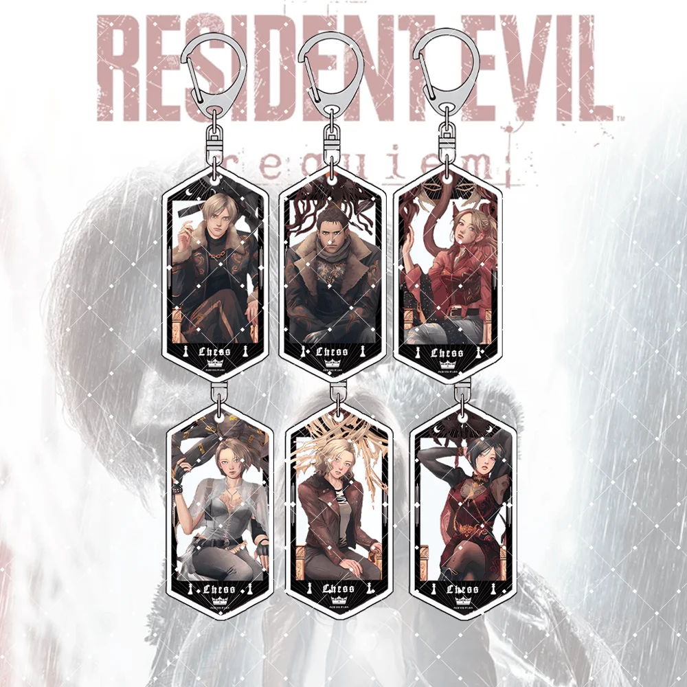 Resident Evil 6cm Acrylic Stand Keychain Leon Jill Chris Ada Game Figure Bag Pendant Decor Collection Gift For Fans
