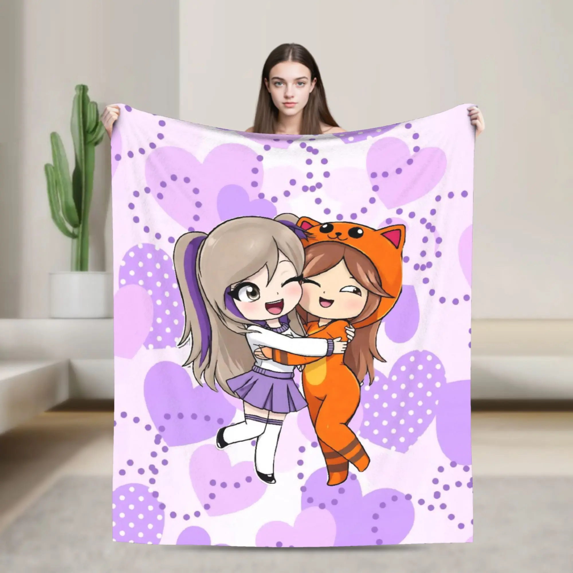 Lyna Vallejos Gamer Knitted Blanket Coral Fleece Plush Cute Heart Super Warm Throw Blankets for Car Sofa Couch Bedspread