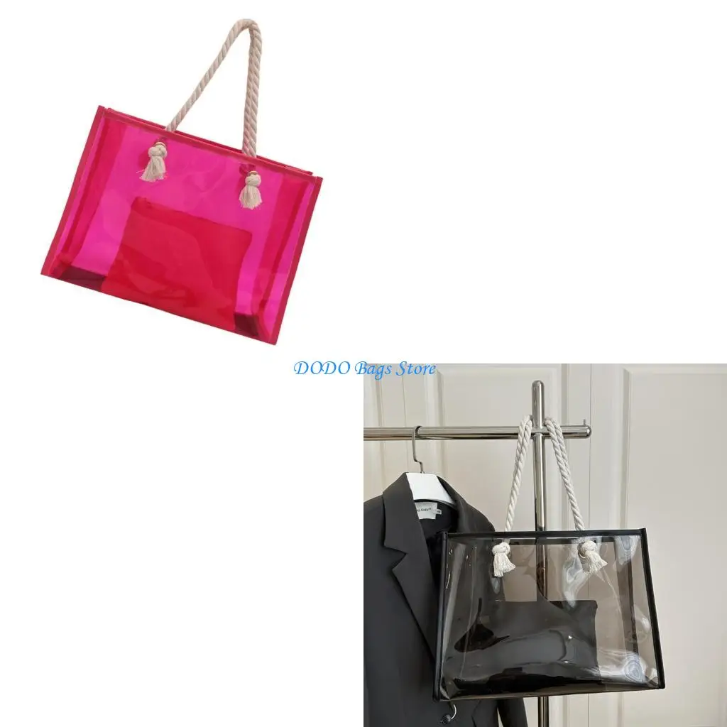 

Women Bag Large Capacity Armpit Bag Clear Handbag with Rope Handles Shoulder Bag