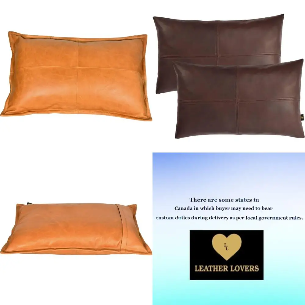 

100% Genuine Lambskin Leather Pillow Cover - Sofa Cushion Case - Elegant Living Room & Bedroom Decorative Throw Covers