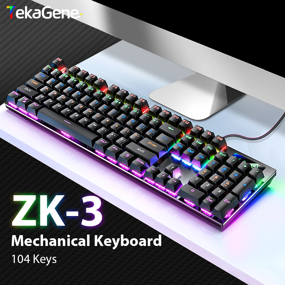 ZK-3 Wired Mechanical Keyboard Keyboard Office Gaming Keyboard For Windows And IOS Microsoft Computer Laptop 104 Keys Keyboards