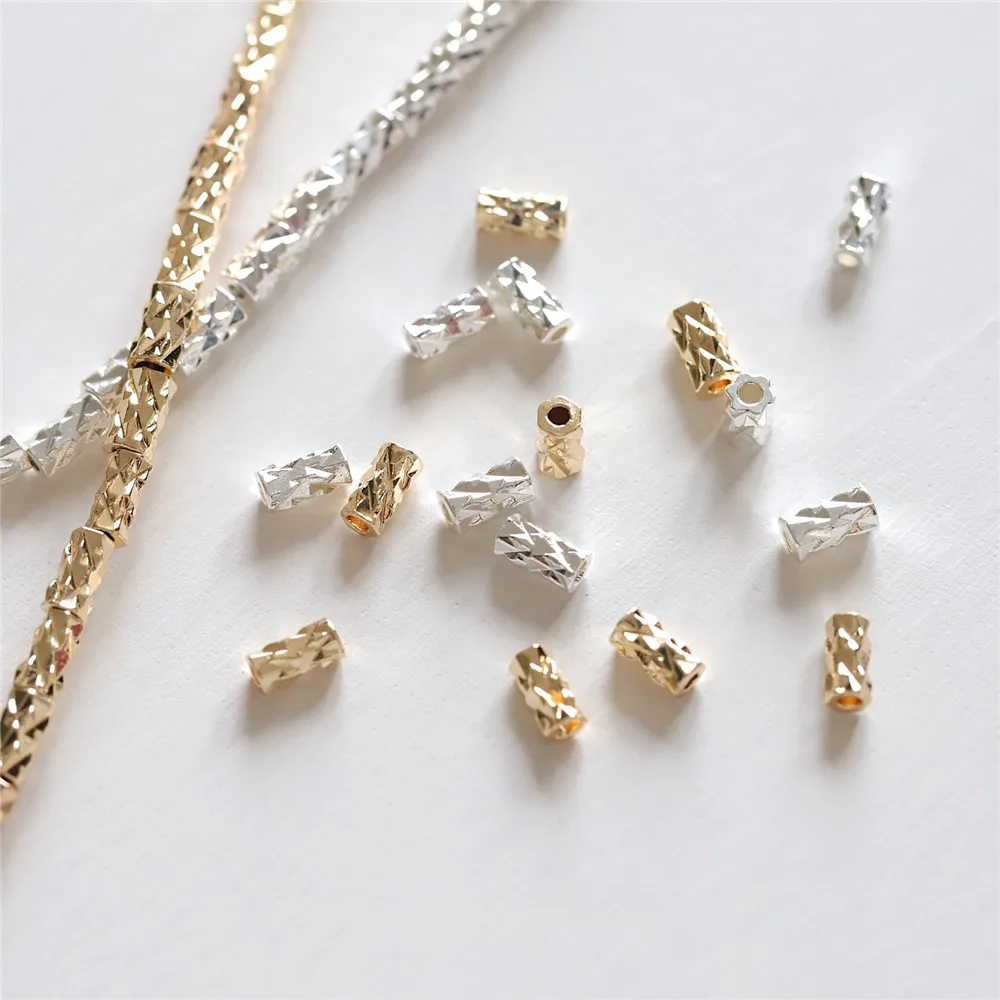 

Copper Gold-plated Batch Flower Cut Flower Short Tube Versatile Spacer Loose Bead Necklace Bracelet DIY Handmade Accessories