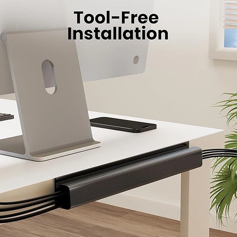 

40cm Under Desk Cable Management Tray - PVC Cord Organizer with Adhesive Back, Easy Installation Wire Hider Raceway