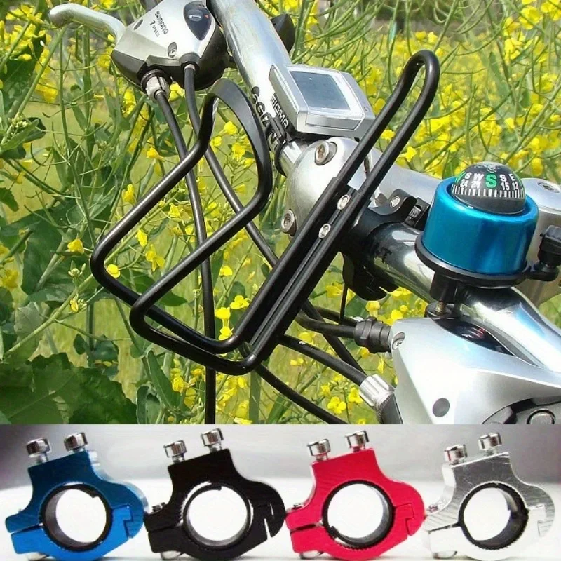 1pc Universal Motorcycle Bike Handlebar Aluminum Alloy Drink Cup Holder Beverage Water Bottle Stand Silver Black Accessories