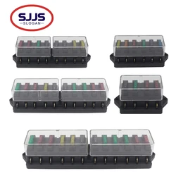 4/6/8/12 Way Car Fuse Box Car Fuse Holder Car Truck Auto Blade Fuse Box with 4/6/8/12 Fuses for 12V 24V ATO Standard Circuit