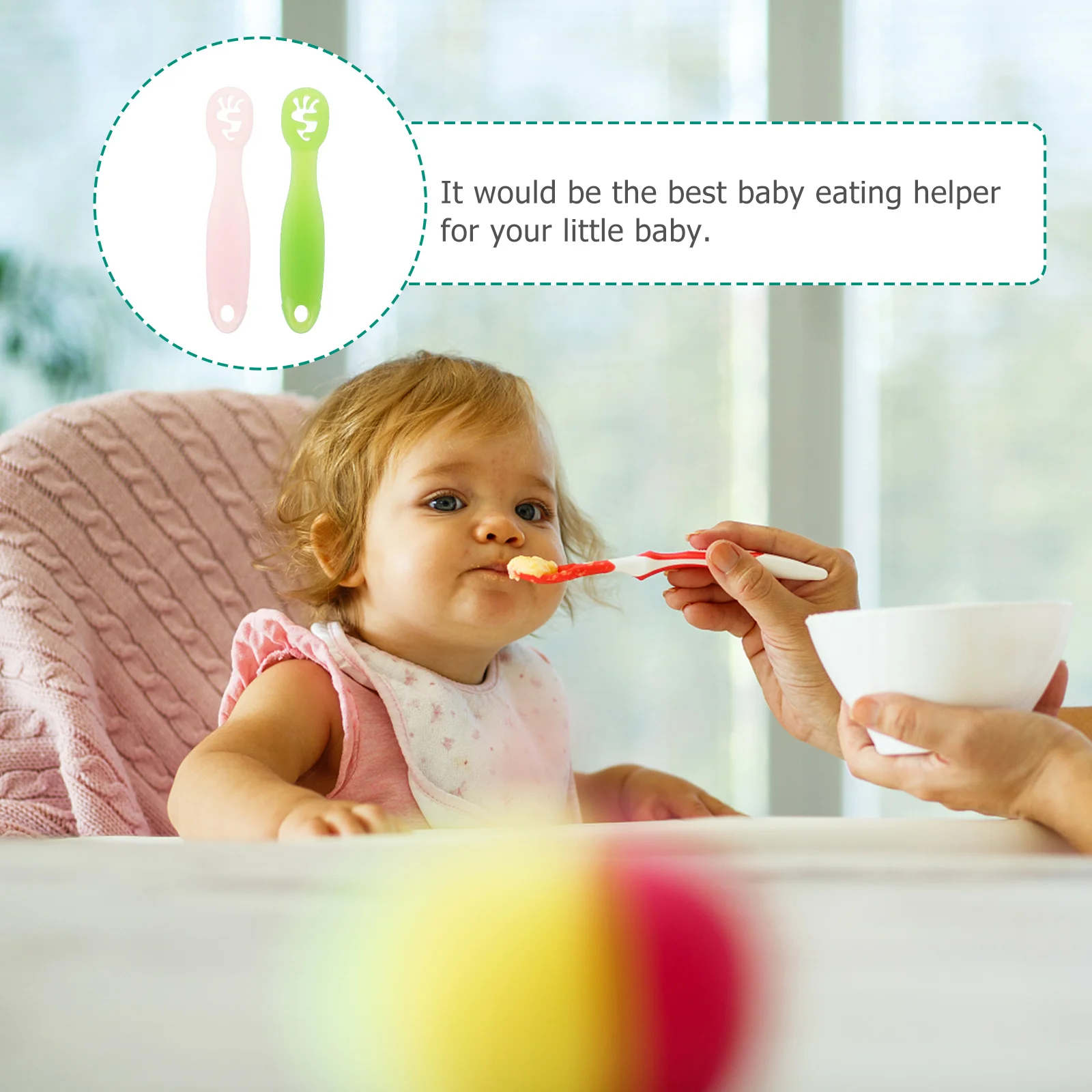 

2Pcs Baby Spoon Silicone Training Spoon Infant Feeding Utensils Soft Contoured Handle Newborn Toddler Durable High Temperature
