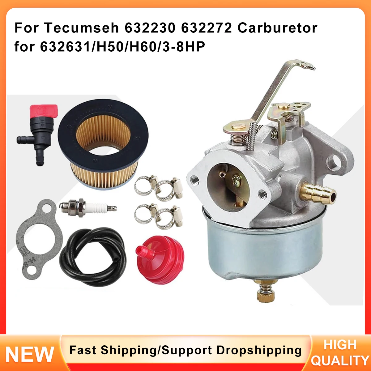 طقم تصليح المكربن 632230 632272 لمنفاخ الثلج Tecumseh H50 H60 3-8HP، يستبدل 632631