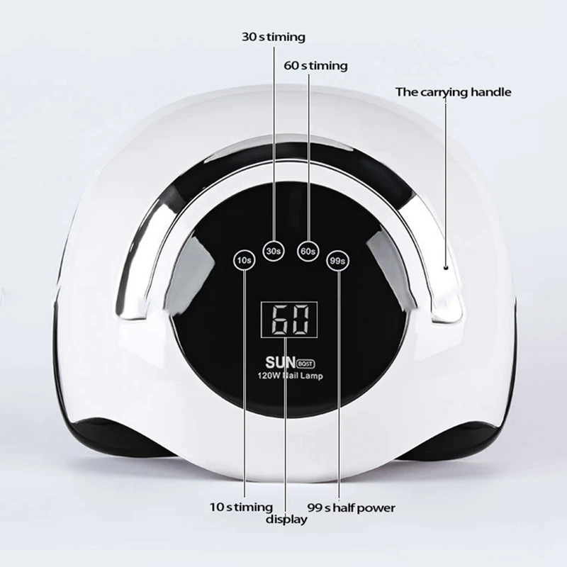 120W 네일 드라이어, 전문 네일 램프, 모션 감지 매니큐어 페디큐어 살롱 도구, 4 타이머 포함